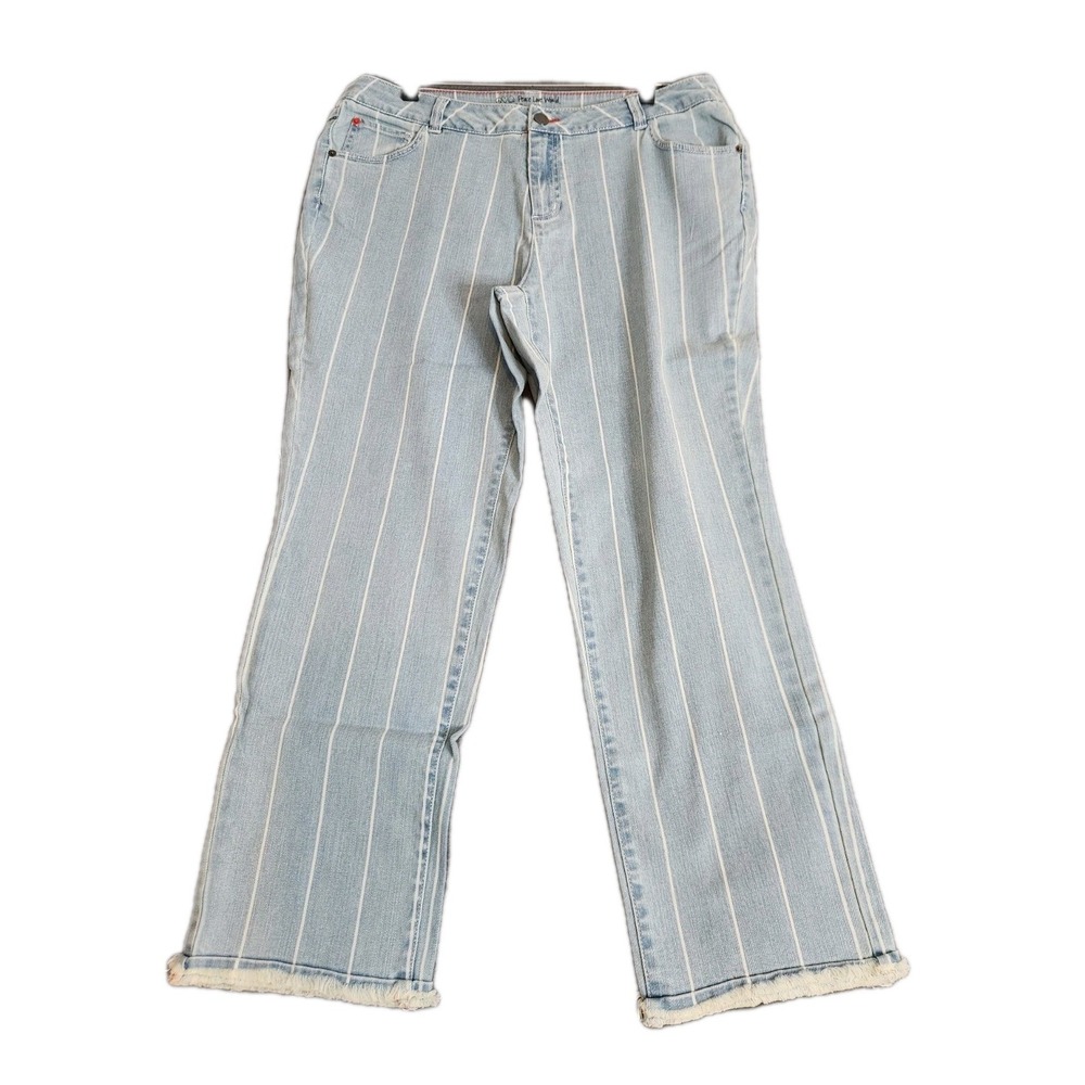 NWOT Peace Love‎ World Womens Size 14 Mia Striped Cropped Blue Jean A344901 Boho